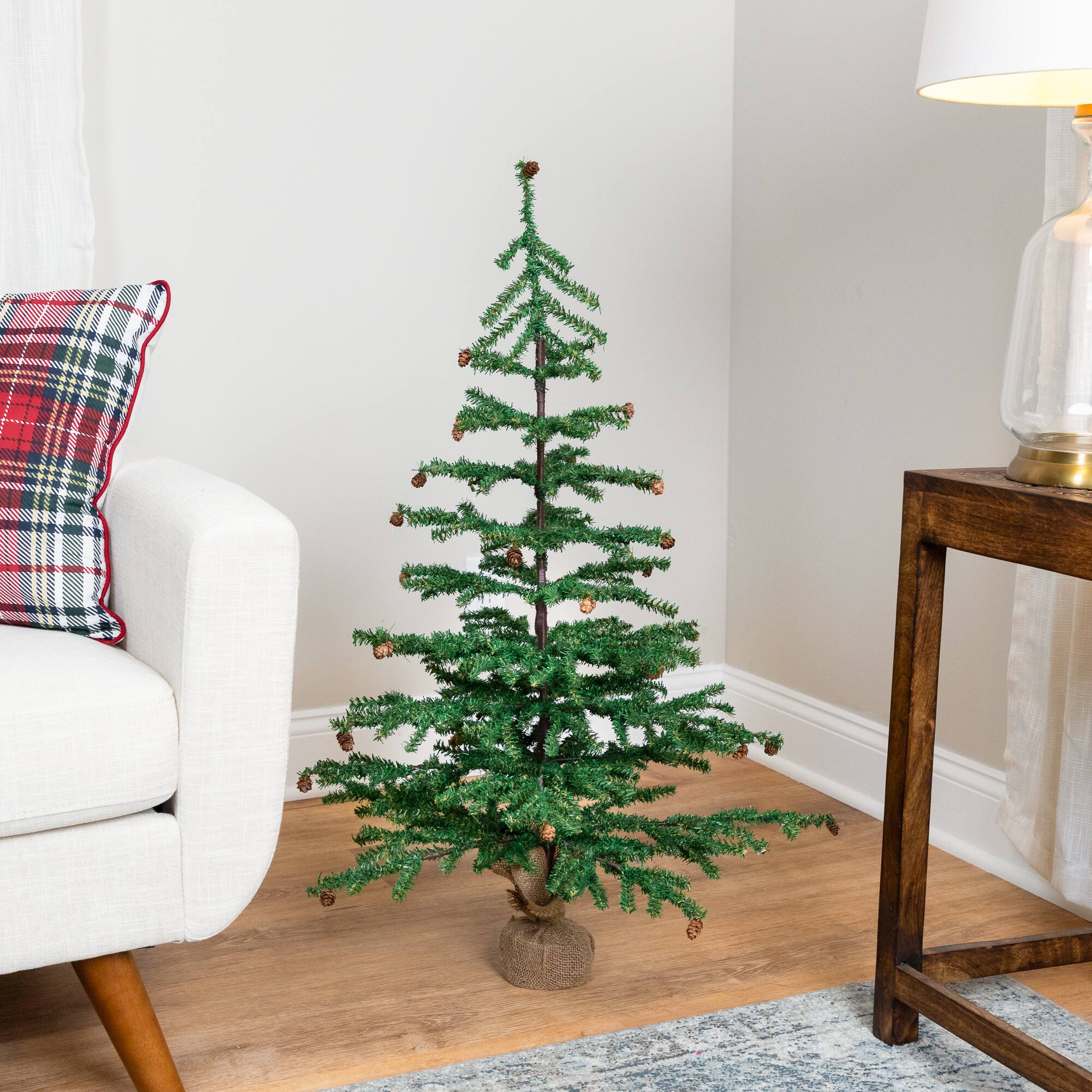 3ft. Unlit Medium Pine Artificial Christmas Tree in Burlap Base